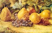 Hill, John William Apples, Pears, and Grapes on the Ground USA oil painting artist